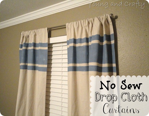 No Sew Drop Cloth Curtains – Young and Crafty